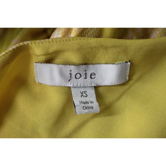 Joie Abiah Yellow Striped Plaid Silk Chiffon Tie-Front Tank Sheath Dress Size XS - Picture 5 of 7